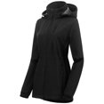 thumbnail image 1 of Chrisuno Ladies Softshell Long Jacket With Detachable Hood Fleece Lined Water Resistant Jacket Windbreaker Black 2XL, 1 of 5