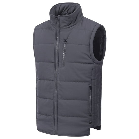 Chrisuno Men's Big And Tall Lightweight Cozy Vest Water-Resistant Packable Puffer Vest Sleeveless Jacket Grey L