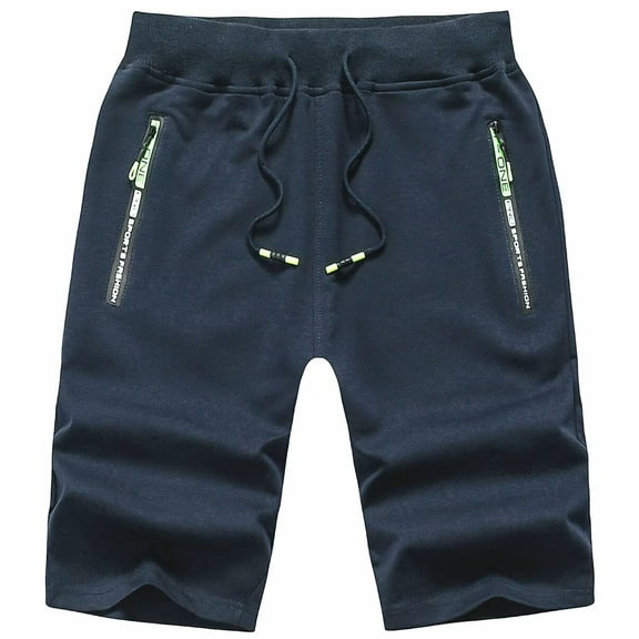 Chrisuno Men's Casual Classic Fit Cotton Elastic Jogger Drawstring Knit Shorts Navy Blue 8XL