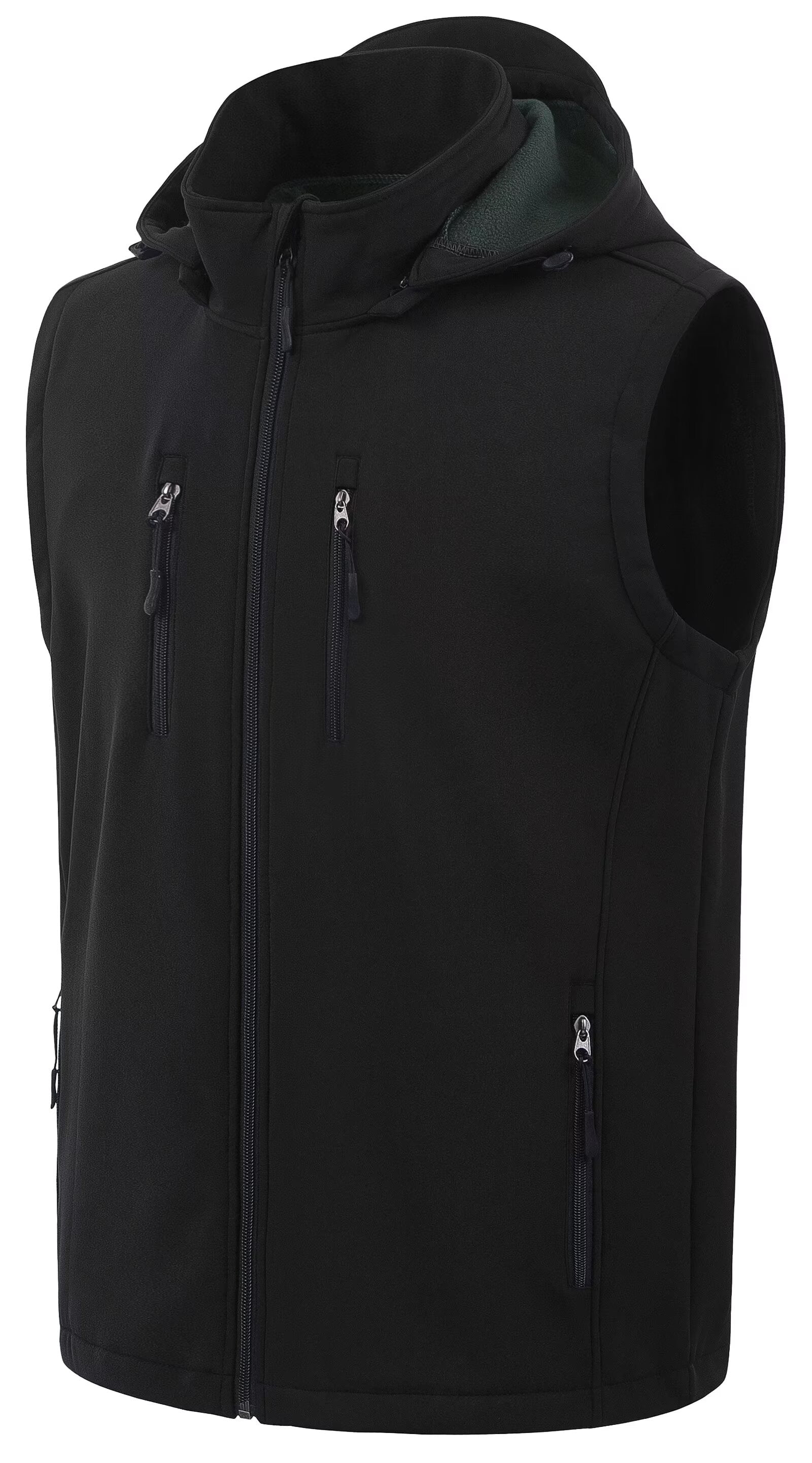 Chrisuno Men's Casual Plus Size Hooded Vest Lightweight Fishing Vest Golf Photography Hiking Shooting Travel Vest Black 3XL