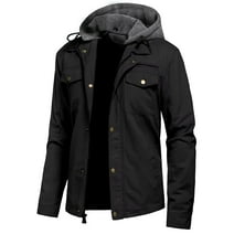 Chrisuno Men's Cotton Stand Collar Lightweight Work Jacket Fashion Spring Clothes Outerwear L Black