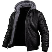 Chrisuno Mens Faux Leather Jacket Vintage Motorcycle Jacket Fall Jacket Casual Trench Coat Black S