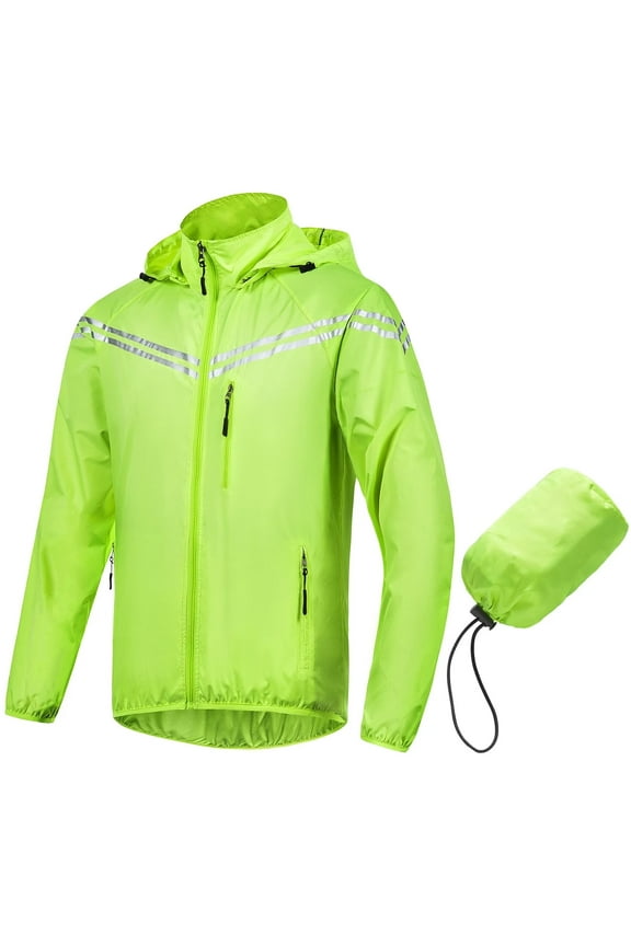 Men's Light Running Hiking Rain Packable Quick Dry Jacket Outdoor Hooded Raincoat Poncho Windbreaker Yellow S