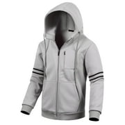 Chrisuno Mens Loose Fit Midweight Full-Zip Sweatshirt Essentials French Terry Track Jacket Light Grey L