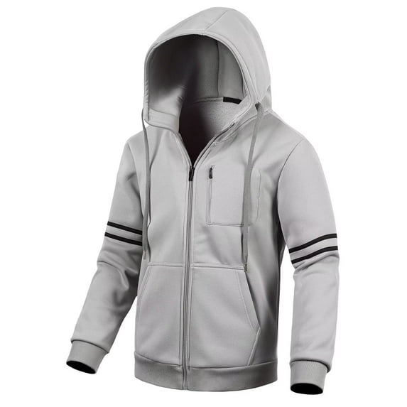 Chrisuno Men's Loose Fit Midweight Full-Zip Sweatshirt Essentials French Terry Track Jacket Light Grey L