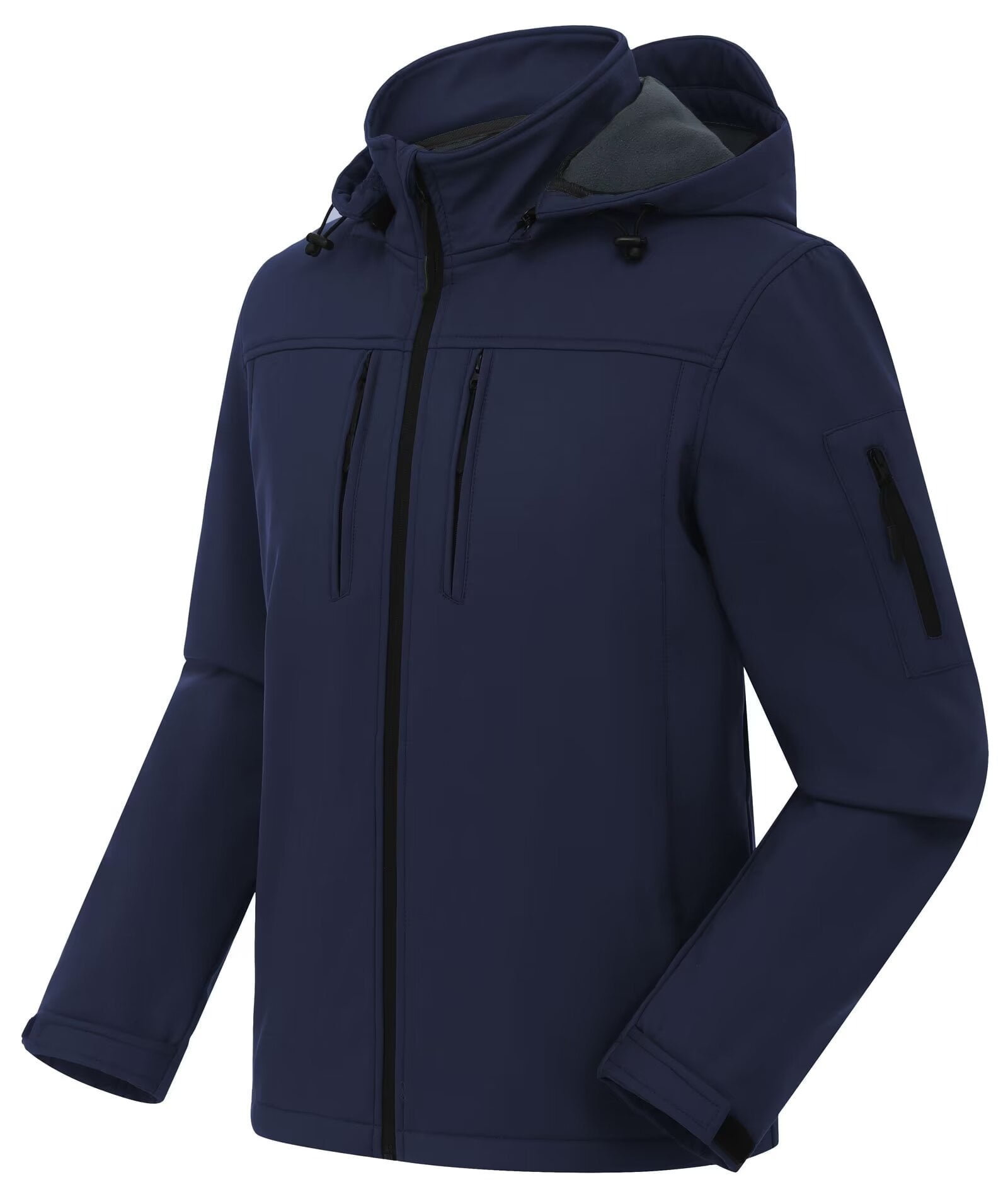 Chrisuno Men's Midweight Water & Wind Resistant Soft Shell Simple All Weather Jacket Navy L