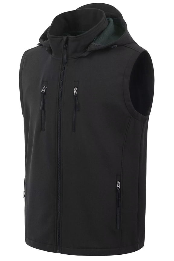 Men's Outdoor Travel Vest Outerwear Lightweight Windproof Fleece-Lined Softshell Sleeveless Waistcoat Jacket Grey 2XL