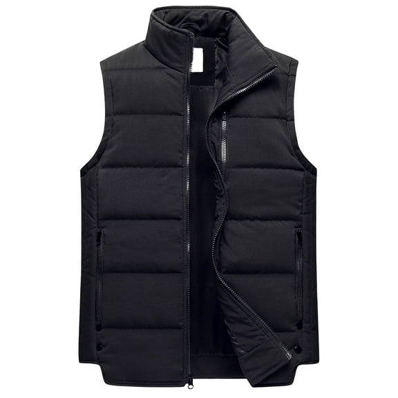 Chrisuno Men's Packable Vests Casual Winter Windproof Vest Jacket Quilted Jackets Black L