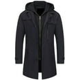 thumbnail image 1 of Chrisuno Men's Pea Coats Soft Premium Wool Jackets Hip Length Trench Coat For Men Warm Decent Business Overcoat Black L, 1 of 5