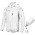 thumbnail image 1 of Chrisuno Men's Rain Coat Reflective Windbreaker Lightweight Packable Cycling Jacket Hooded Raincoat White 2XL, 1 of 5
