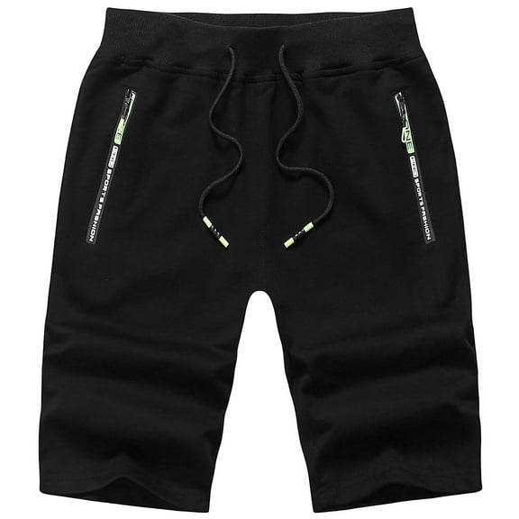 Chrisuno Men's Shorts Sweat Elastic Waist Fashion for Men Black 5X-Large