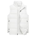 thumbnail image 1 of Chrisuno Men's Sleeveless Sports Vest Jacket Plus Size Stand Collar Puffer Vest Winter Lightweight Zipper Waistcoat With Pockets White 2XL, 1 of 5