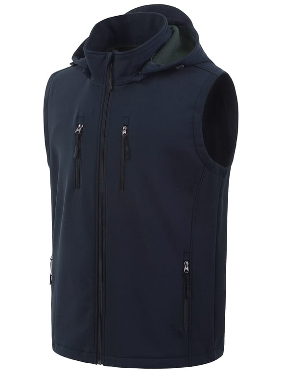 Men's Sport Vest Lightweight Sleeveless Running Stretch Breathable Durable 6 Zip Pockets Windproof Hiking Outwear Navy M