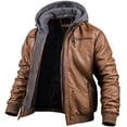 thumbnail image 1 of Chrisuno Men's Vintage Faux Leather Aviator Bomber Coat Standard Big & Tall Jacket Brown L, 1 of 5
