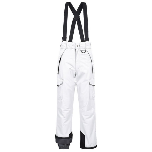 Chrisuno Men's White Large Snow Pants, Water Resistant Insulated Ski Snow Suits