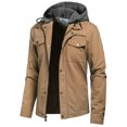 thumbnail image 1 of Chrisuno Men's Winter Casual Washed Cotton Hooded Multi-Pocket Fall Anorak Jacket Outwear Cargo Coat M Khaki, 1 of 5