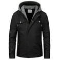 thumbnail image 1 of Chrisuno Men's Winter Jackets Warm Casual Military Fall Canvas Jacket Hoodies Black 2XL, 1 of 5