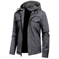 thumbnail image 1 of Chrisuno Mens Fall Jacket Cotton Casual Military Bomber Zip Up Multi-Pocket Trucker Outwear S Grey, 1 of 5