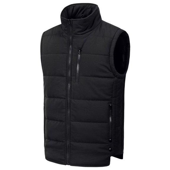 Chrisuno Mens Spring Fall Winter Vest Puffer Lightweight Stand Collar Quilted Sleeveless Jackets Black 2XL
