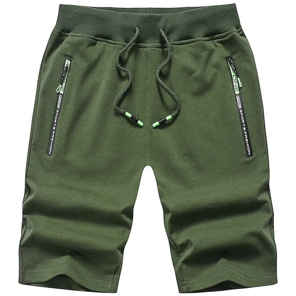 Chrisuno Mens Summer Shorts Stretch Beach Cotton Jersey Men Baggy Army Green 4X-Large
