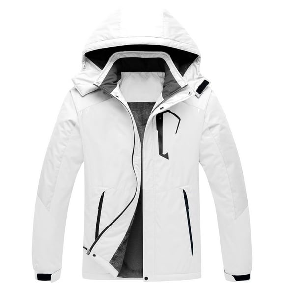 Chrisuno Mens Waterproof Ski Snowboard Jacket Winter Snow Coat White XX-Large