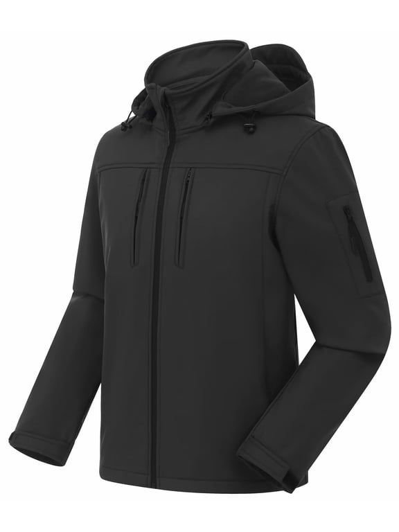 Mens Windproof Waterproof Soft Fleece Winter Running Jacket Windproof Warm Coat Grey 2XL