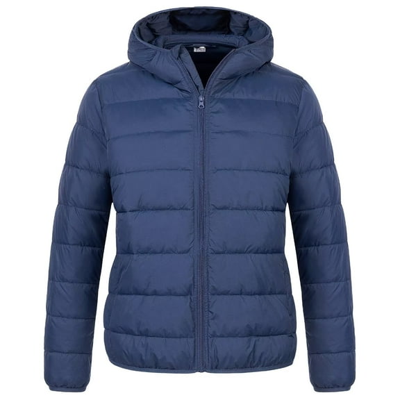 Chrisuno Plus Size Jackets for Women Womens Coat Fall Down Alternative Puffer Jacket Hooded Light Packable Navy Blue 5X