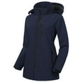 thumbnail image 1 of Chrisuno Plus Size Long Rain Coats For Women Womens Spring Jackets Wind Softshell Jacket Women's Waterproof Lightweight Sport Coat With Hooded Hiking Travel Outdoor Navy 4X, 1 of 5