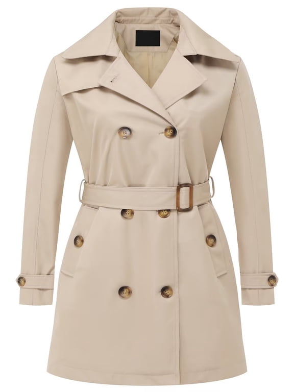 Plus Size Spring Coats for Women Winter Trench Coat Mid Length Fall Jackets Hood Belt Double Breasted Waterproof Khaki 1X