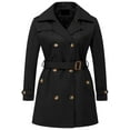 thumbnail image 1 of Chrisuno Plus Size Trench Coats for Women Mid Length Dress Long Ladies Hood Belt Double Breasted Waterproof Black 2X, 1 of 4