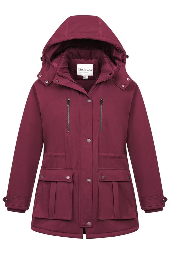 Plus Size Womens Coats Parka Jacket Women's Waterproof Ski Hooded Winter Mountain Snowboarding Jackets Wine Red 1X