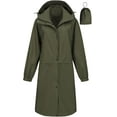 thumbnail image 1 of Chrisuno Rain Coats Long Coat Jacket Women Adult Ponchos Waterproof Raincoat For Travel Hooded Trench Windbreaker Army Green 2XL, 1 of 5