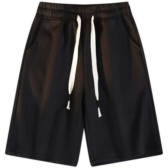 Chrisuno Training Shorts for Men Joggers Mens Casual Workout Elastic Waist Pants Drawstring Beach with Pockets Black L