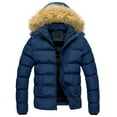 thumbnail image 1 of Chrisuno Winter Coat Men Puffer Jacket With Hood Winter Puffer Jacket Thicken Winter Coat Warm Padded Jacket with Hood Navy Blue M, 1 of 5