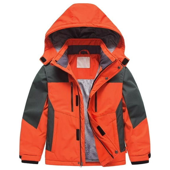 Chrisuno Winter Coats for Boys Ski Jackets Youth Waterproof Outerwear Orange 6/7
