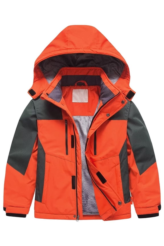 Winter Coats for Boys Ski Jackets Youth Waterproof Outerwear Orange 6/7