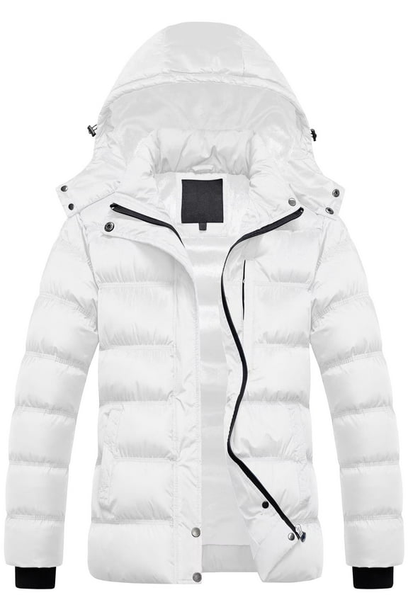 Women Coat Winter Jacket Puffer Gorgeous Snow Jackets Women's Warm Windproof Padded Coats Lightweight Hooded Hiking Travel Ski White 2XL