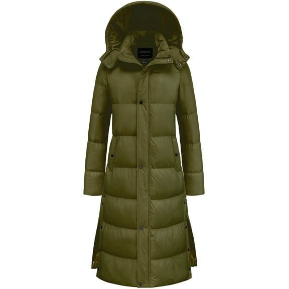 Chrisuno Women Winter Coats Snow Jackets Womens Puffer Jacket Long Thick Warm Insulated Quilted Parka Windproof Hooded Army Green M