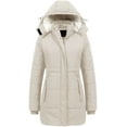 thumbnail image 1 of Chrisuno Women's Casual Winter Parka Windproof Padded Long Jacket Down Alternative Coat With Hood Beige L, 1 of 5
