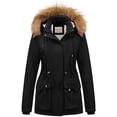 thumbnail image 1 of Chrisuno Women's Essentials Winter Coat Zipper Hooded Puffer Jacket Long Puffy Solid Ski Coat Black S, 1 of 5
