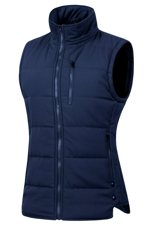 Women's Fashion Warm Winter Vest Thick Padded Puffer Vest Ski Jacket Navy S