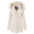 thumbnail image 1 of Chrisuno Women's Fleece Lined Jacket Winter Warm Coat Detachable Hood Parka Outwear XL White, 1 of 5