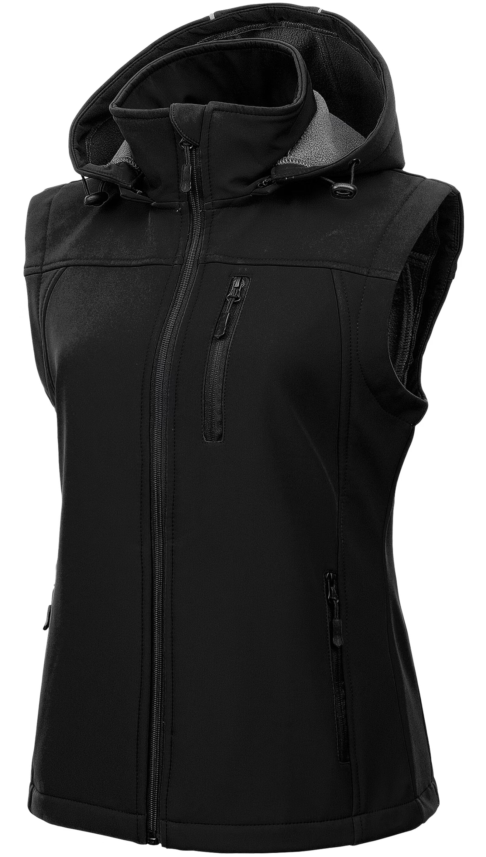 Chrisuno Women's Lightweight Running Vest Softshell Sleeveless Jacket Windproof With Zipper Pockets Hiking Golf Black S
