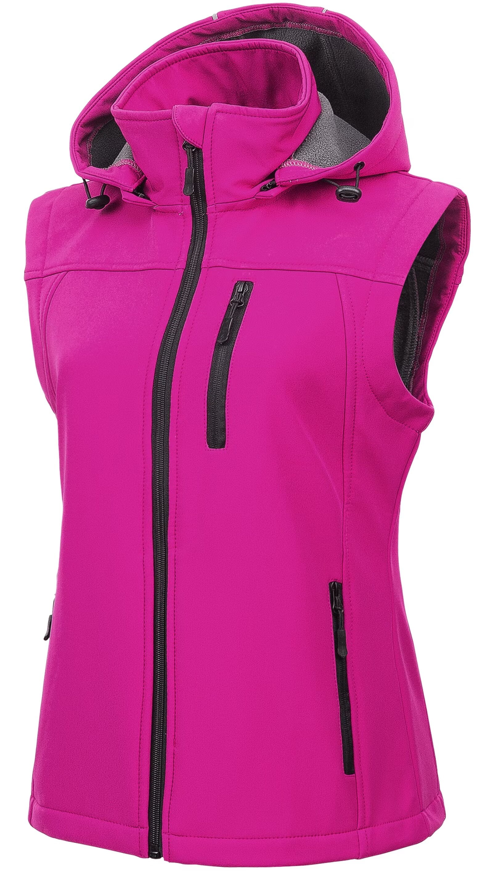 Chrisuno Women's Lightweight Softshell Vest Front-Zip Outdoor Water-Resistant Cycling Vest With Multiple Pockets Purple M