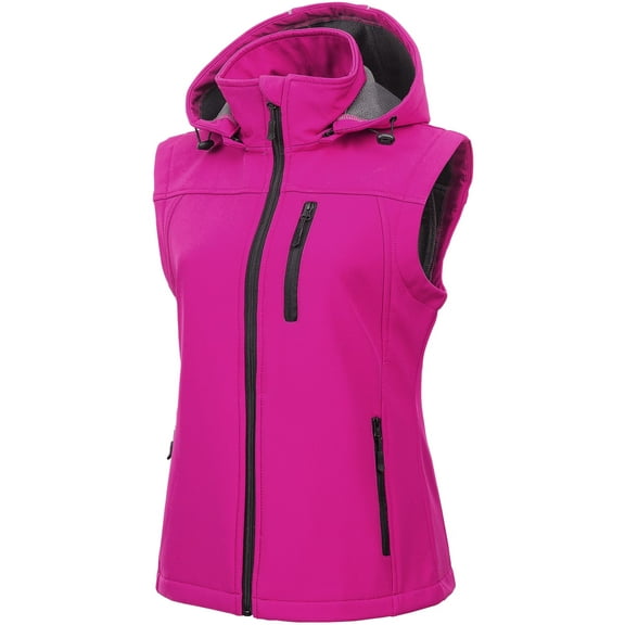 Chrisuno Women's Lightweight Softshell Vest Front-Zip Outdoor Water-Resistant Cycling Vest With Multiple Pockets Purple M