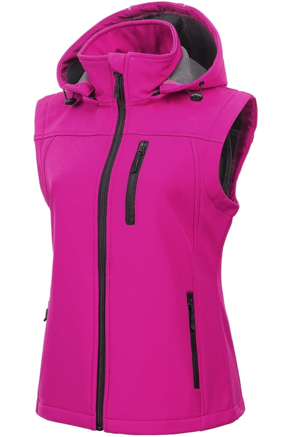 Women's Lightweight Softshell Vest Front-Zip Outdoor Water-Resistant Cycling Vest With Multiple Pockets Purple M