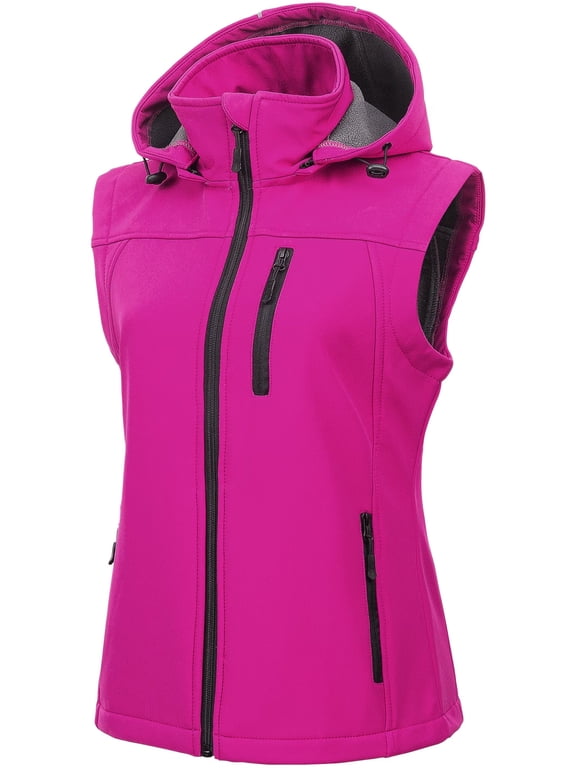 Women's Lightweight Softshell Vest Front-Zip Outdoor Water-Resistant Cycling Vest With Multiple Pockets Purple M