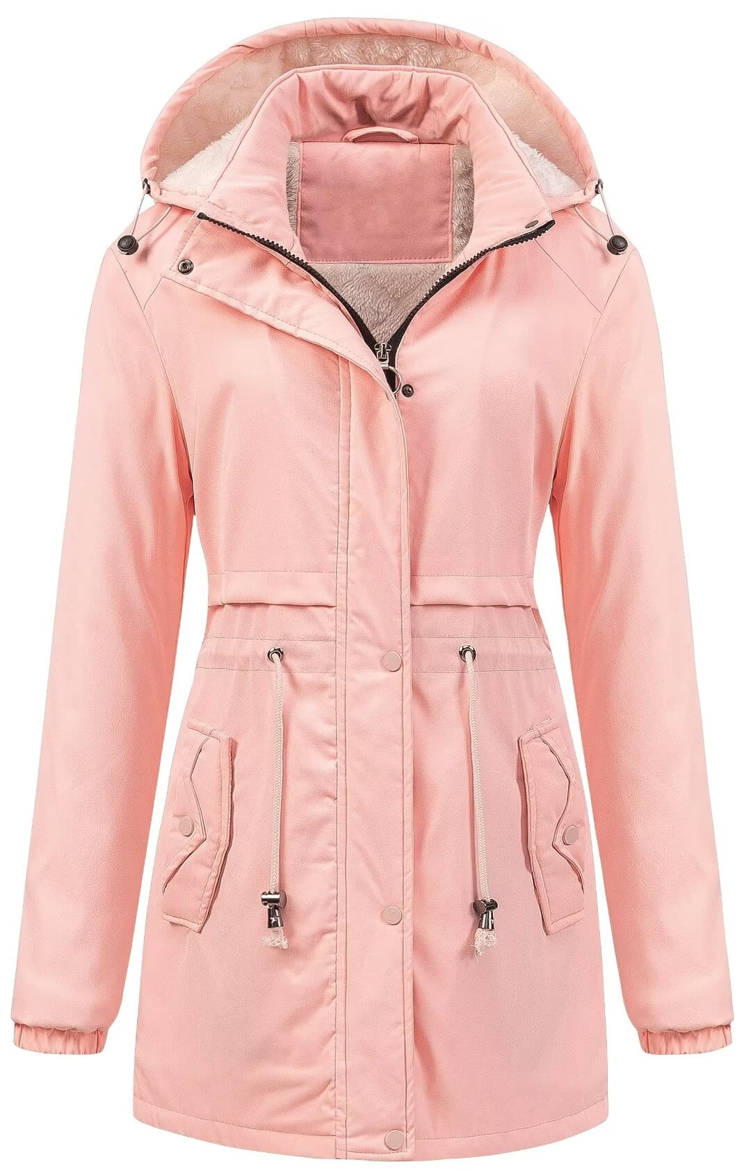 Chrisuno Women's Long Fleece Coat Cozy Slim Winter Puffer Jacket Cold ...