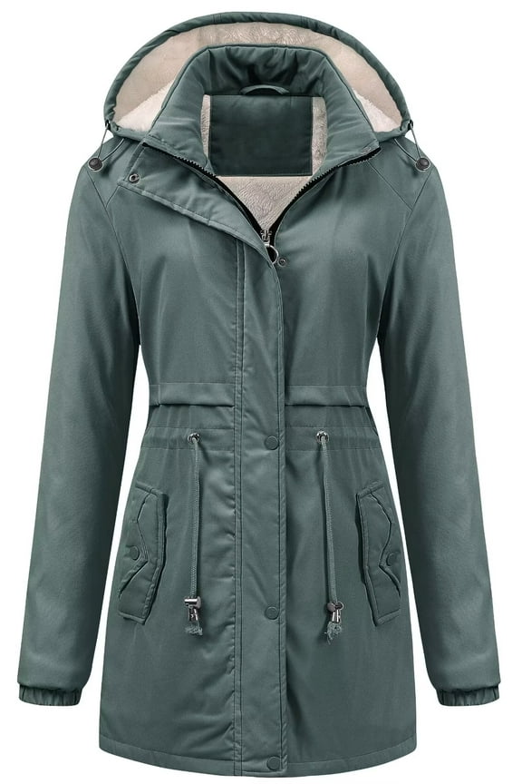 Women's Long Winter Coat Hooded Warm Puffer Quilted Thicken Parka Jacket Anorak Army Green L