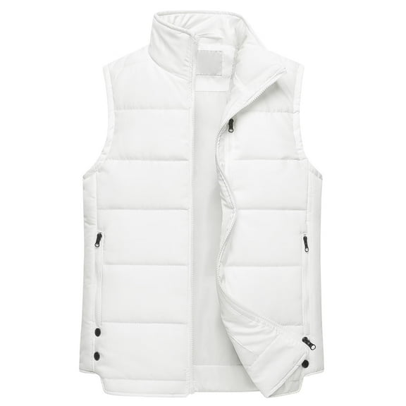 Chrisuno Women's Mountain Puffer Vest Cotton Padded Vest Coat Vests White 2XL
